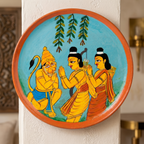 Wooden Ramayana Wall Plate | Ram, Laxman & Hanuman ji | 10 Inches | Handpainted