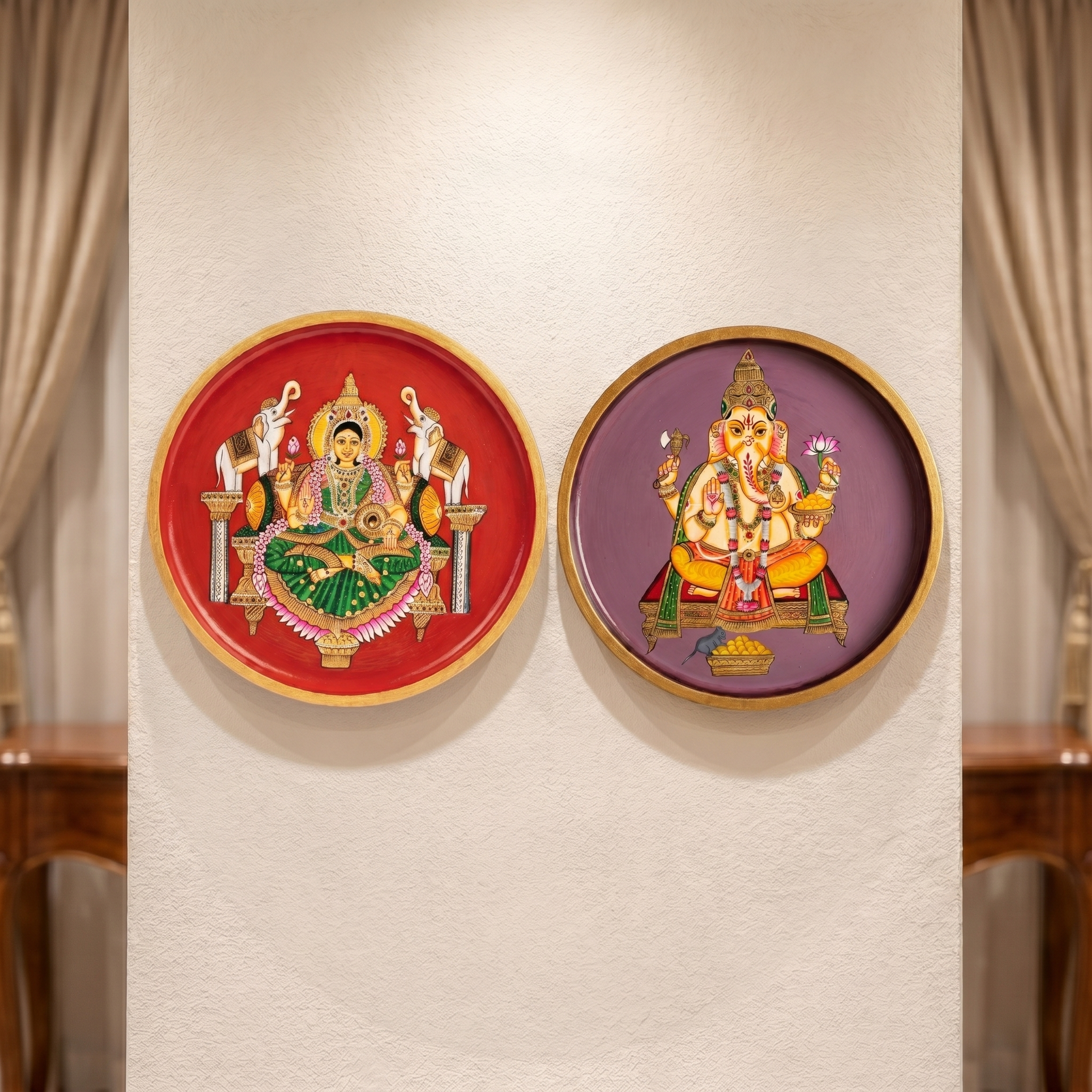 Wooden Wall Plate | Ganesh Ji | 10 Inches | Handpainted