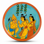 Wooden Ramayana Wall Plate | Ram, Laxman & Hanuman ji | 10 Inches | Handpainted