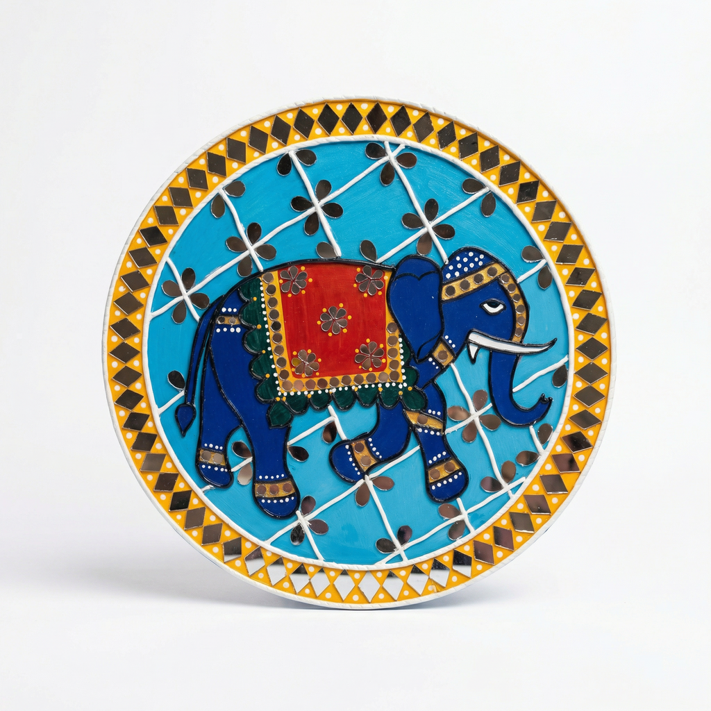 Lippan Art Wall Plate | Elephant | 12x12x0.5 Inch