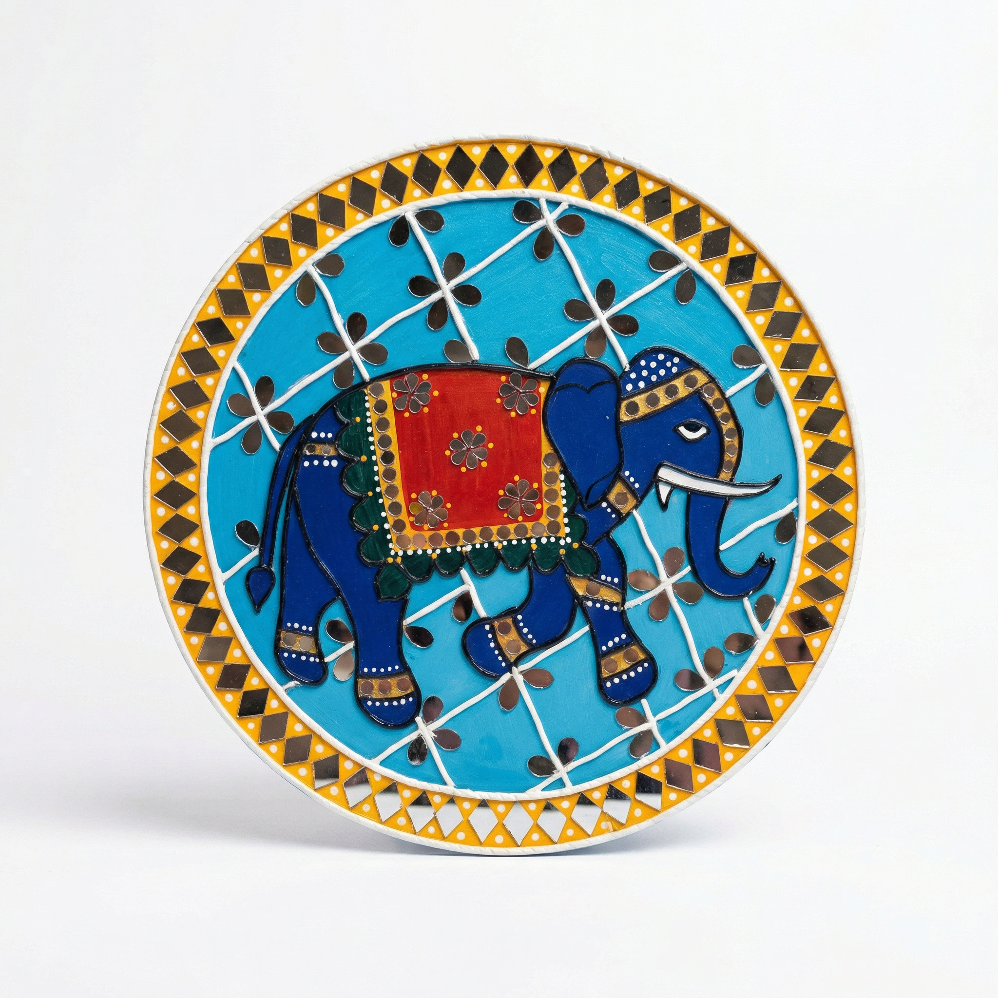 Lippan Art Wall Plate | Elephant | 12x12x0.5 Inch