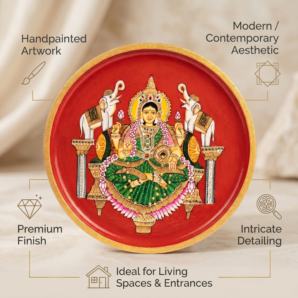 Wooden Wall Plate | Lakshmi Ji | 10 Inches | Handpainted