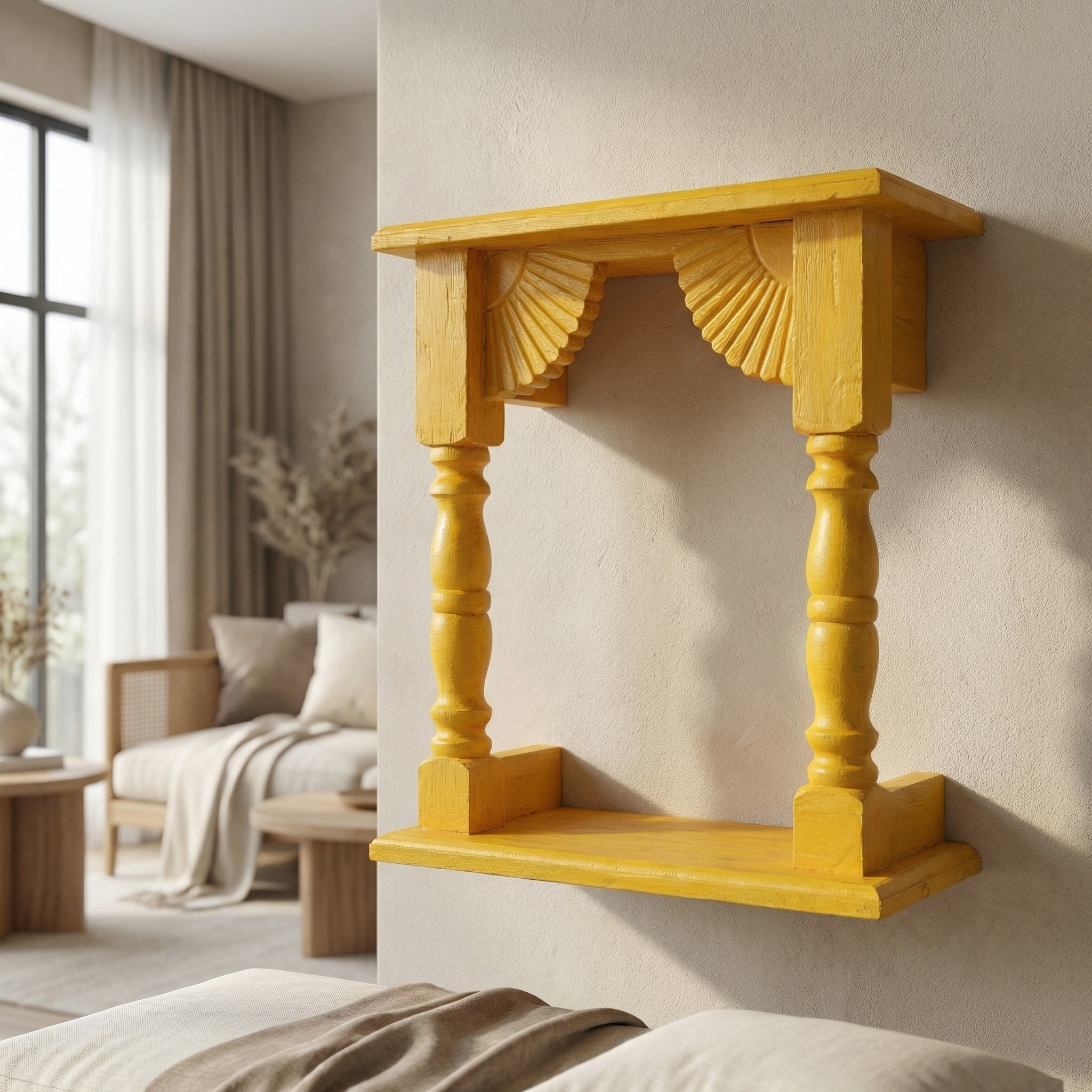 Temple Wall Shelf | Yellow | 33x30x15cm