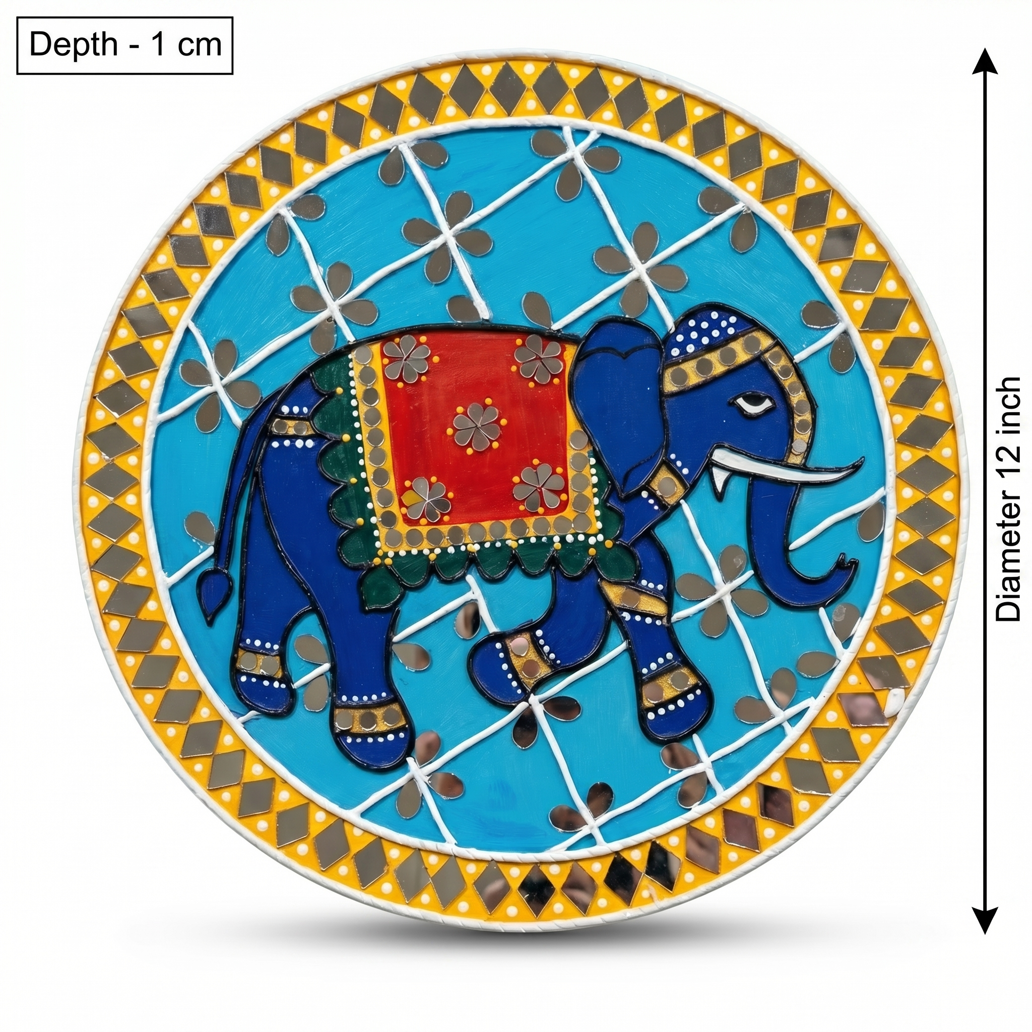 Lippan Art Wall Plate | Elephant | 12x12x0.5 Inch