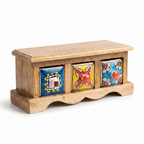 Wooden 3 drawer chest | Ceramic Drawer | 11x4x4.5 Inch