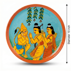 Wooden Ramayana Wall Plate | Ram, Laxman & Hanuman ji | 10 Inches | Handpainted
