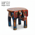 Wooden Elephant Stool | Blue | 27x16x18 cm