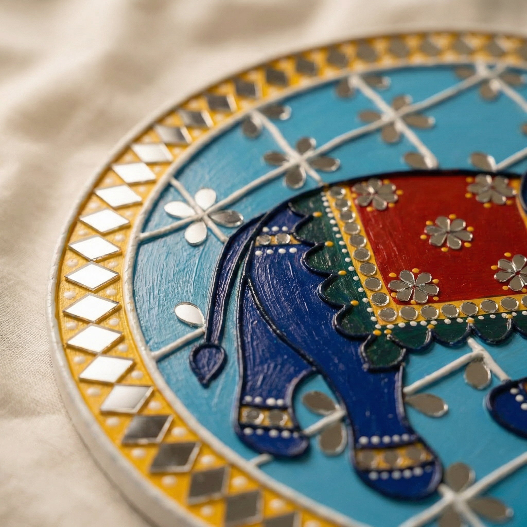 Lippan Art Wall Plate | Elephant | 12x12x0.5 Inch