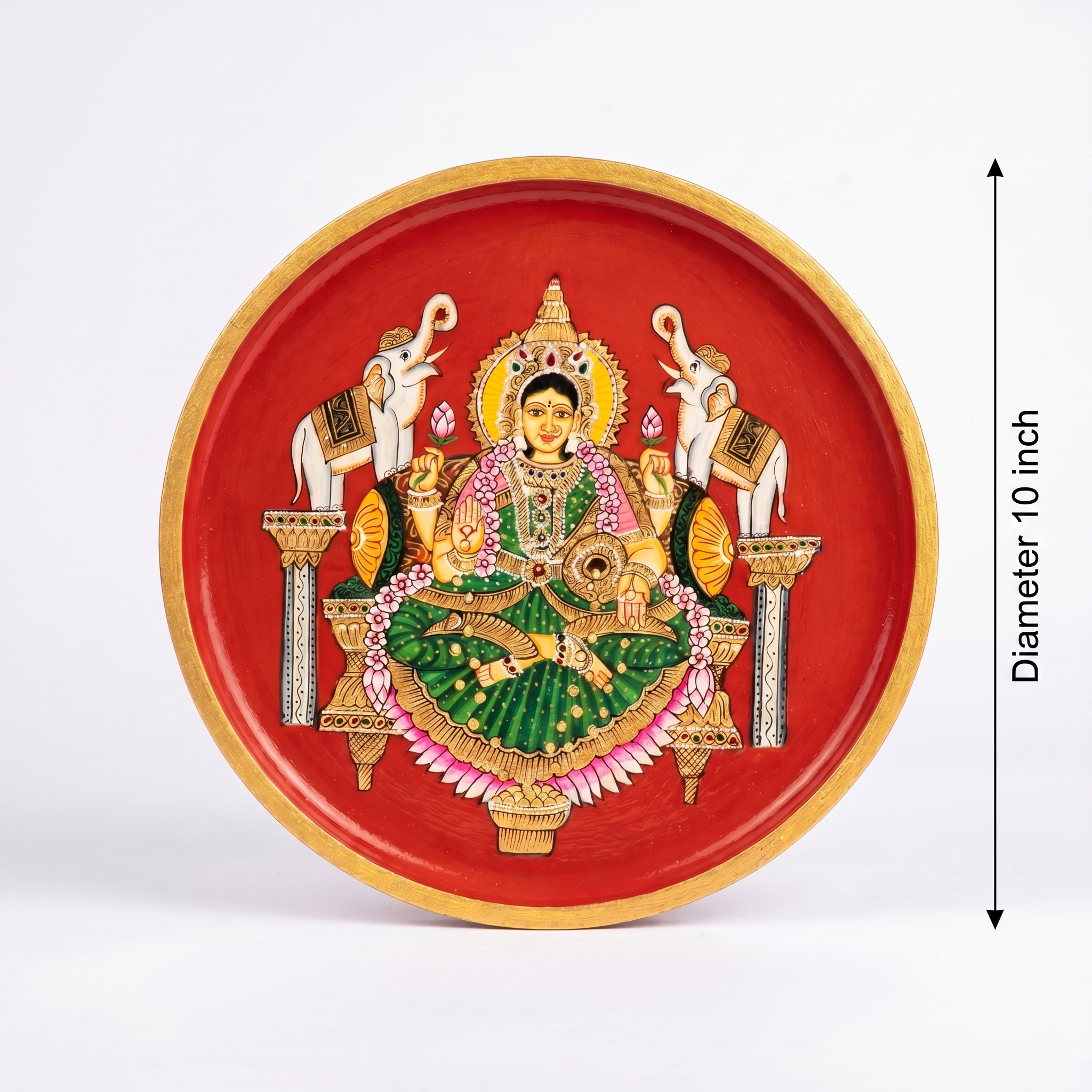 Wooden Wall Plate | Lakshmi Ji | 10 Inches | Handpainted