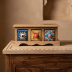 Wooden 3 drawer chest | Ceramic Drawer | 11x4x4.5 Inch