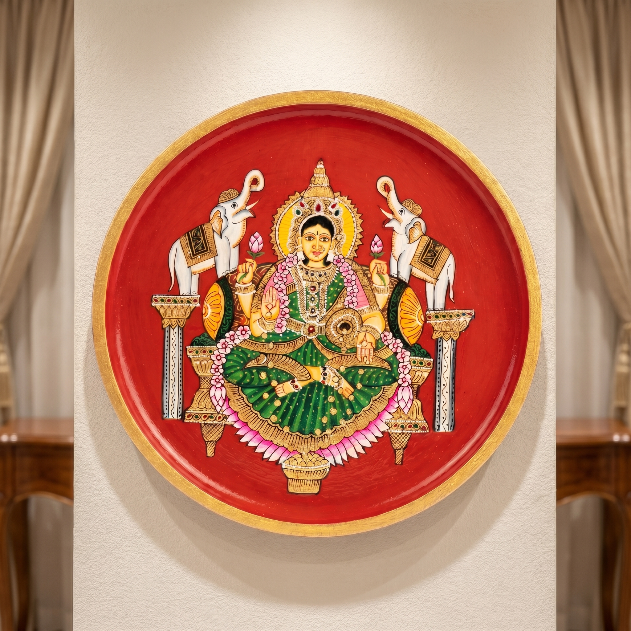 Wooden Wall Plate | Lakshmi Ji | 10 Inches | Handpainted