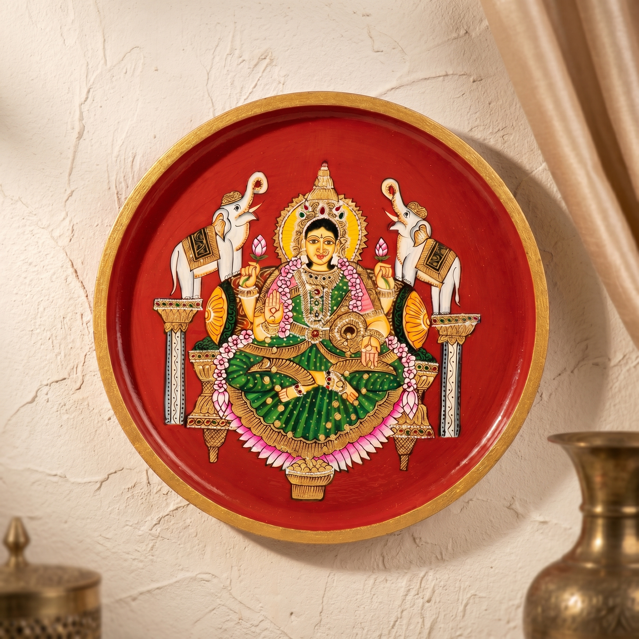 Wooden Wall Plate | Lakshmi Ji | 10 Inches | Handpainted