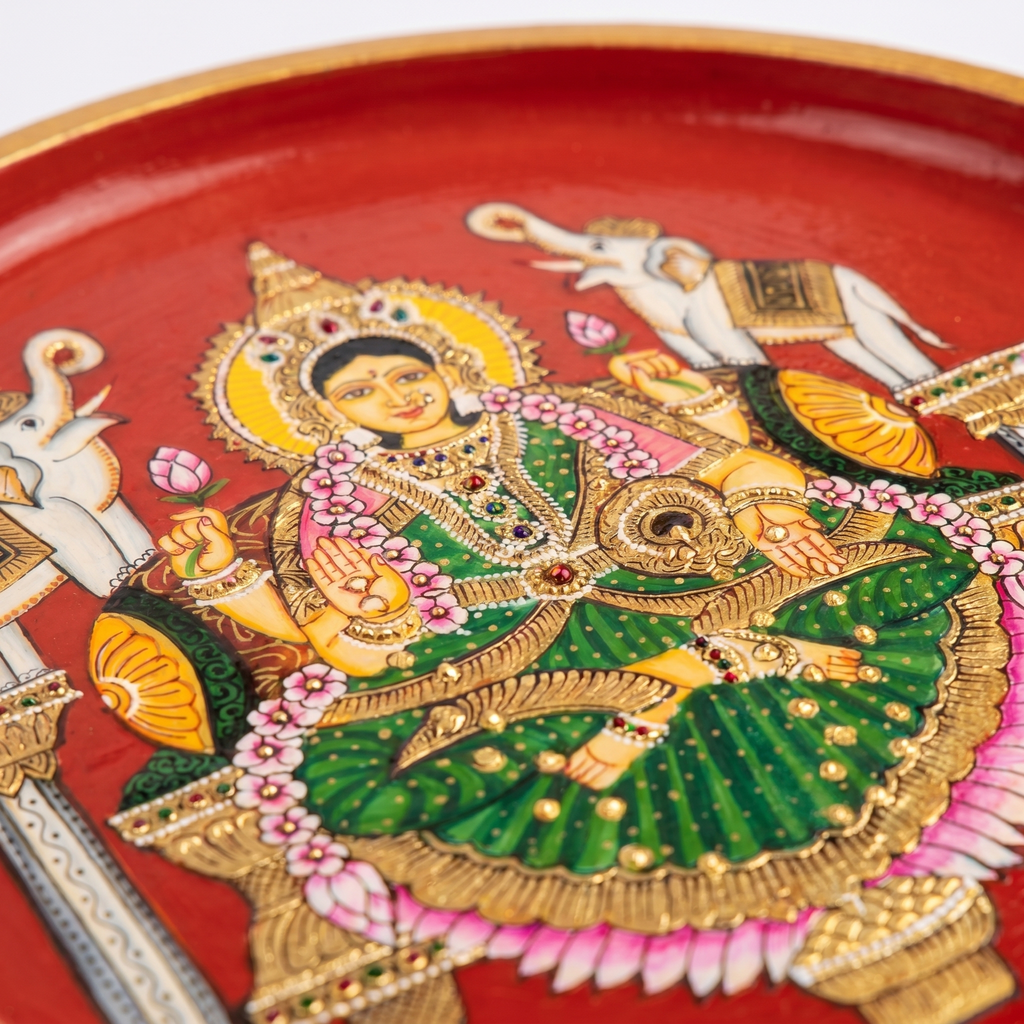 Wooden Wall Plate | Lakshmi Ji | 10 Inches | Handpainted