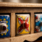 Wooden 3 drawer chest | Ceramic Drawer | 11x4x4.5 Inch