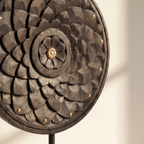 Round Wooden Table Decor | Black - Brass fittings| 15x9x3 Inch