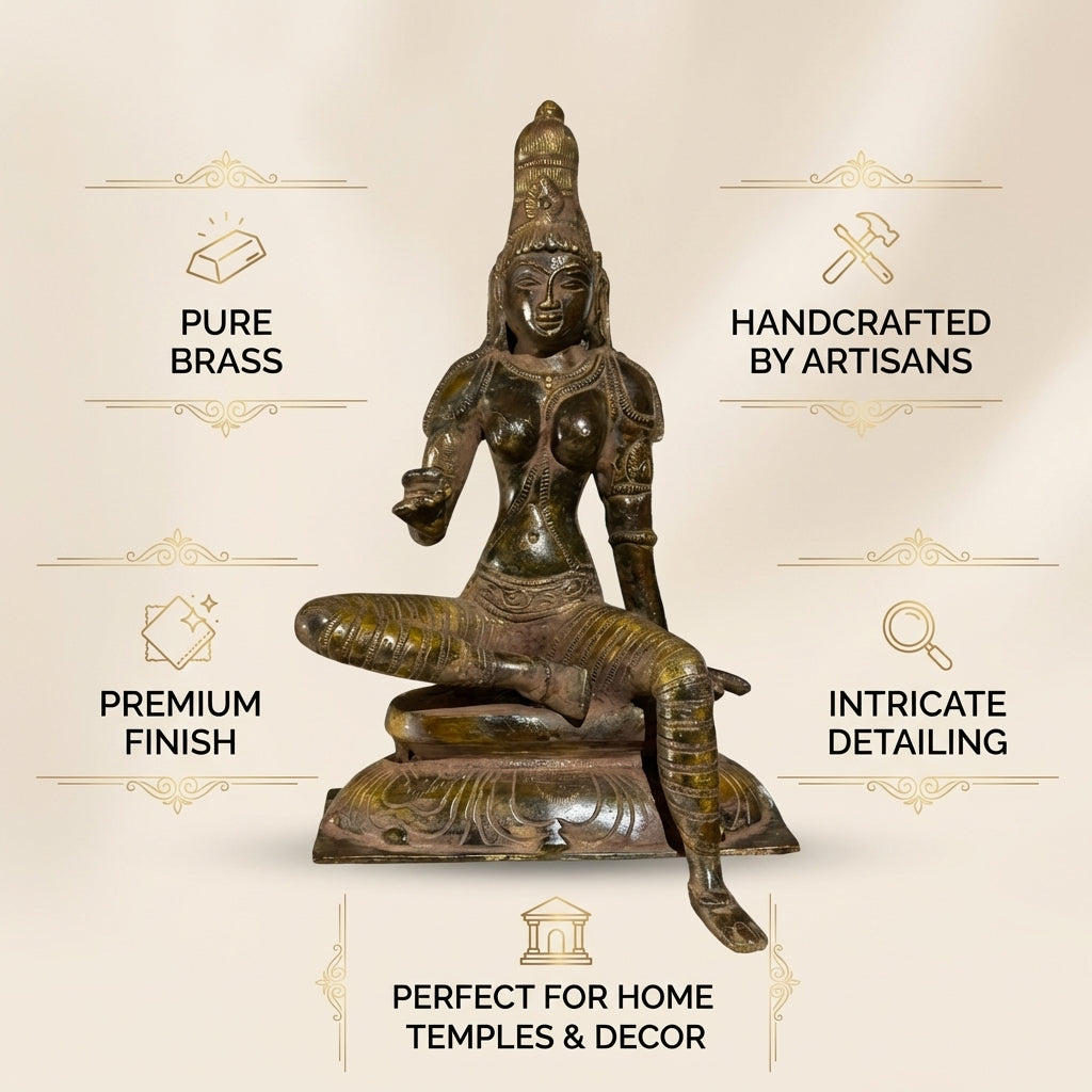 Brass Ma Parvati/Uma  | 12.2x7.5x6.3 Inch | 5.5 Kg Approx