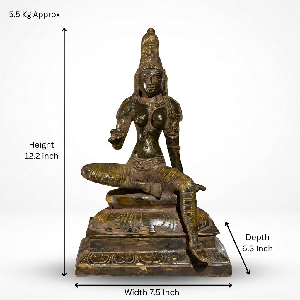 Brass Ma Parvati/Uma  | 12.2x7.5x6.3 Inch | 5.5 Kg Approx