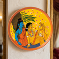 Wooden Ramayana Wall Plate | Ram & Sita ji with deer | 10 Inches | Handpainted