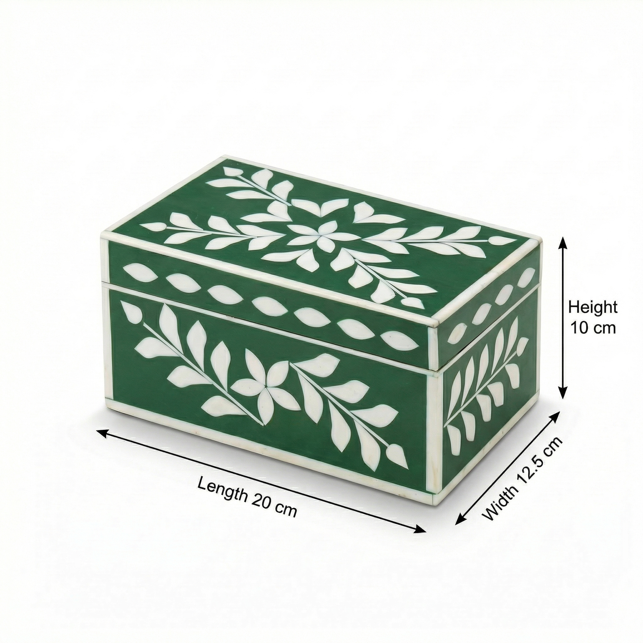 Jewellery Box Green | Bone Inlay | 20x12.5x10 cm
