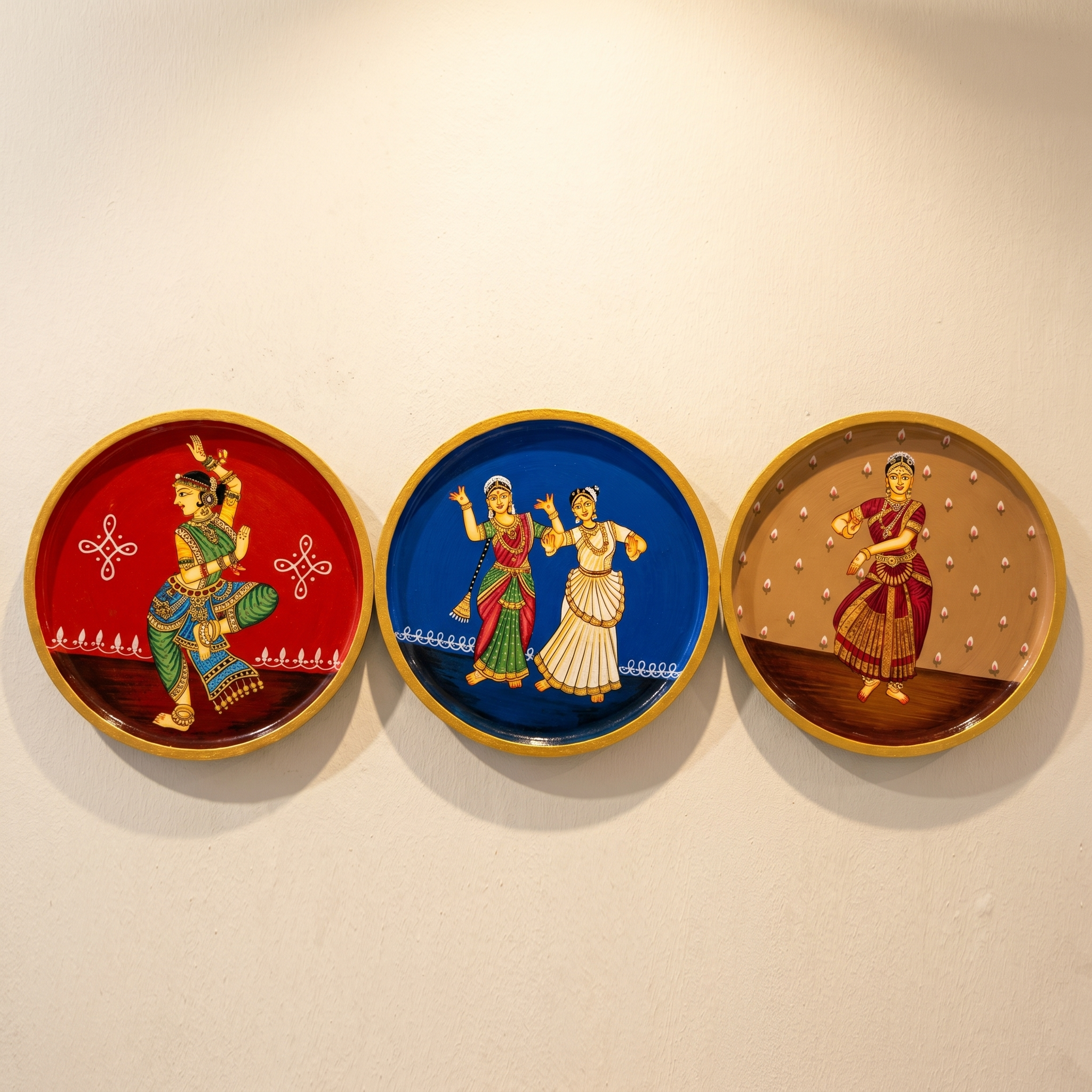 Handpainted Wooden Wall Plate | Dancing Lady | Red |  10 Inches