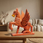 Wooden Flying Horse | Distress Orange | 33x30x14cm
