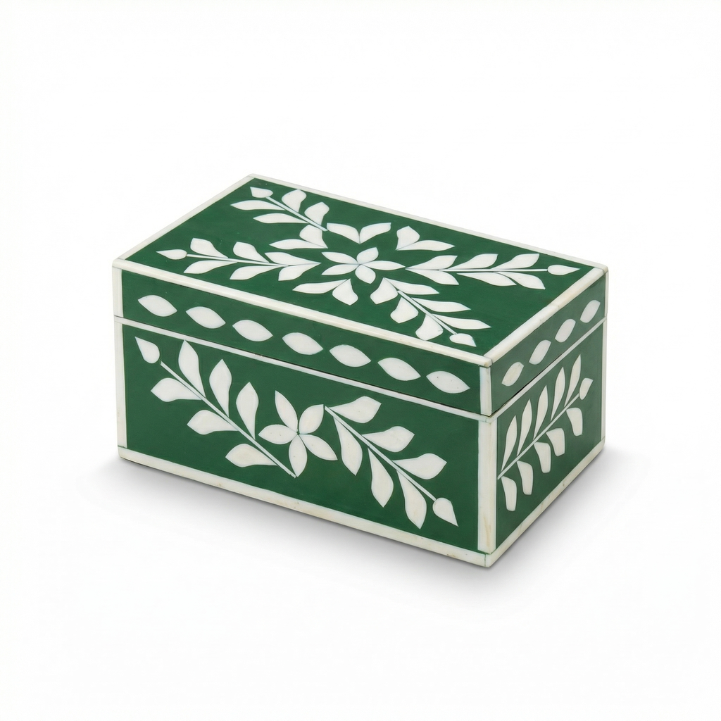 Jewellery Box Green | Bone Inlay | 20x12.5x10 cm