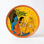 Wooden Ramayana Wall Plate | Ram & Sita ji with deer | 10 Inches | Handpainted