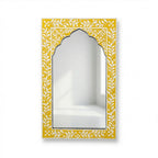 Yellow Floral Inlay Mirror | 30x18x1.5 Inches