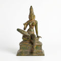 Brass Ma Parvati/Uma  | 12.2x7.5x6.3 Inch | Vintage Green