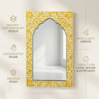 Yellow Floral Inlay Mirror | 30x18x1.5 Inches