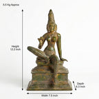Brass Ma Parvati/Uma  | 12.2x7.5x6.3 Inch | Vintage Green