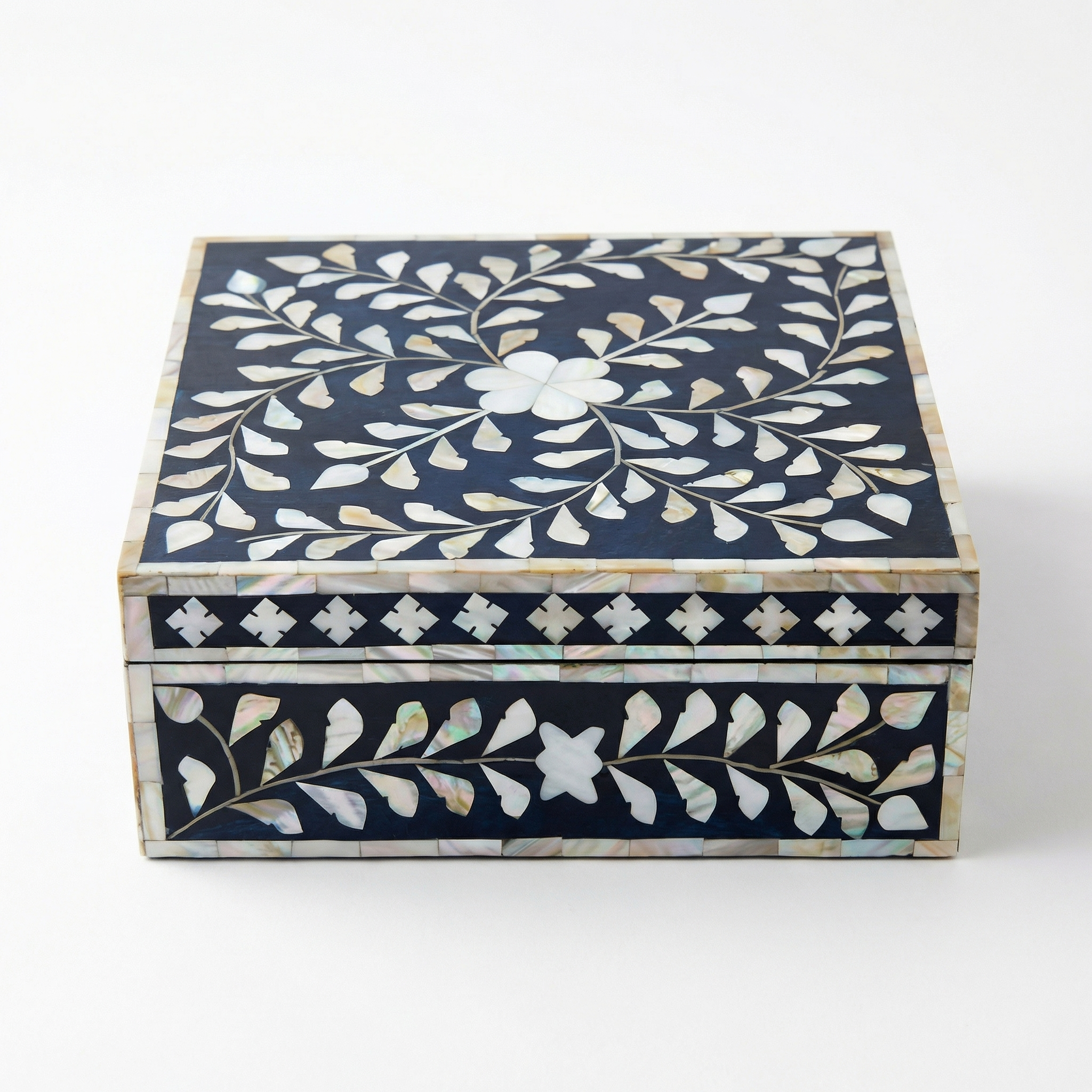 Jewellery Box Black Large | Mother of Pearl Inlay | 10x25x25 cm