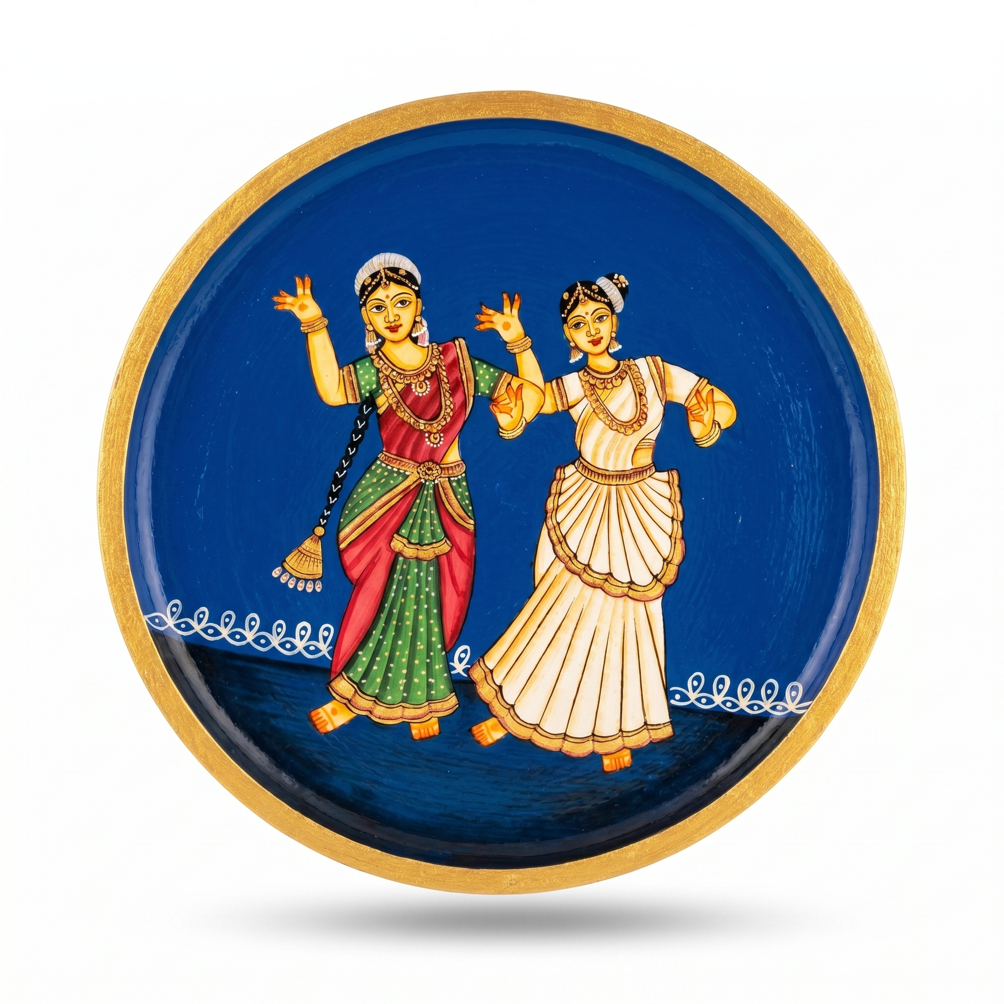 Handpainted Wooden Wall Plate | Dancing Lady | Blue | 10 Inches