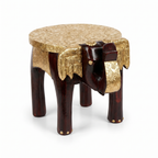 Wooden Elephant Stool | Brass Fitting | 25x16x20 cm