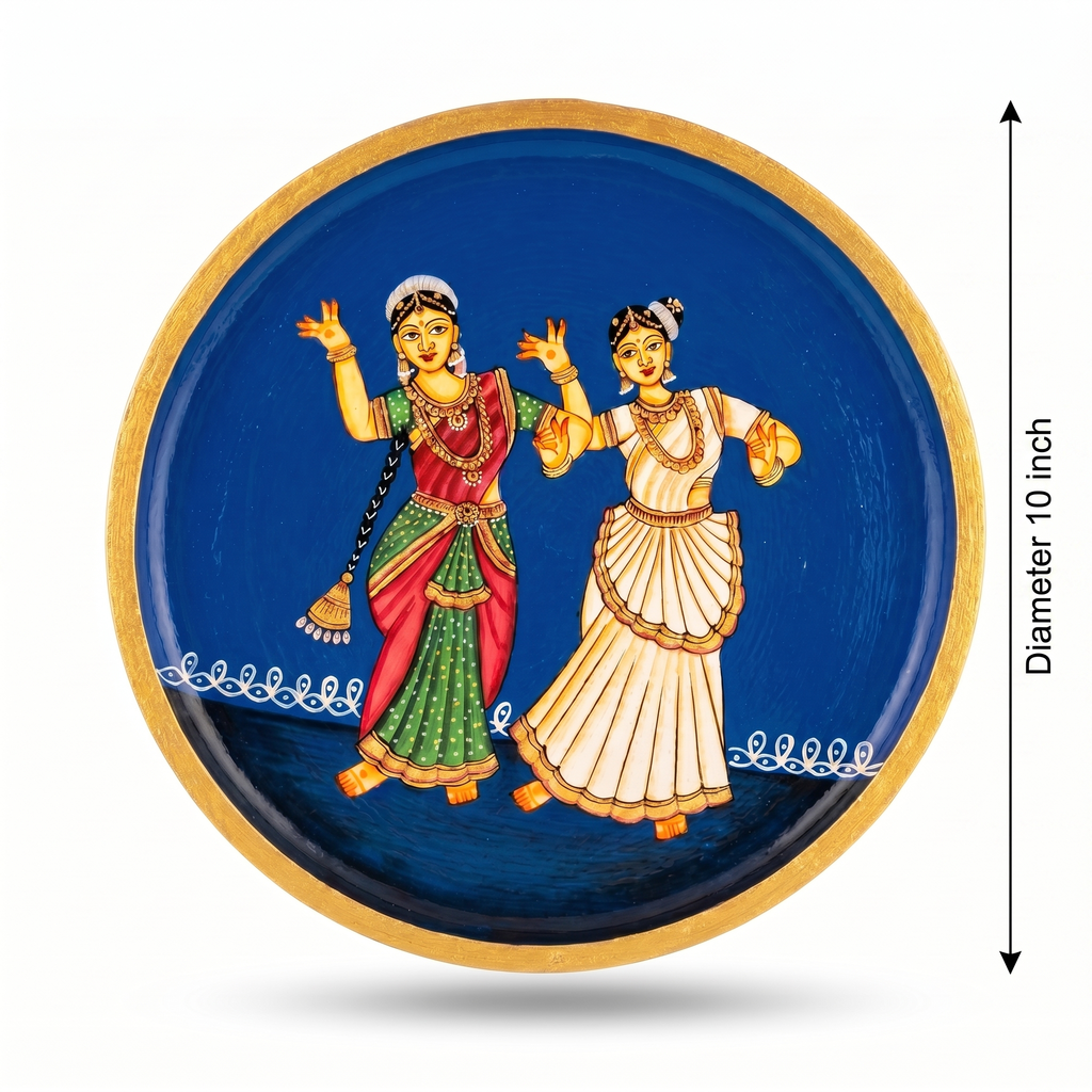 Handpainted Wooden Wall Plate | Dancing Lady | Blue | 10 Inches