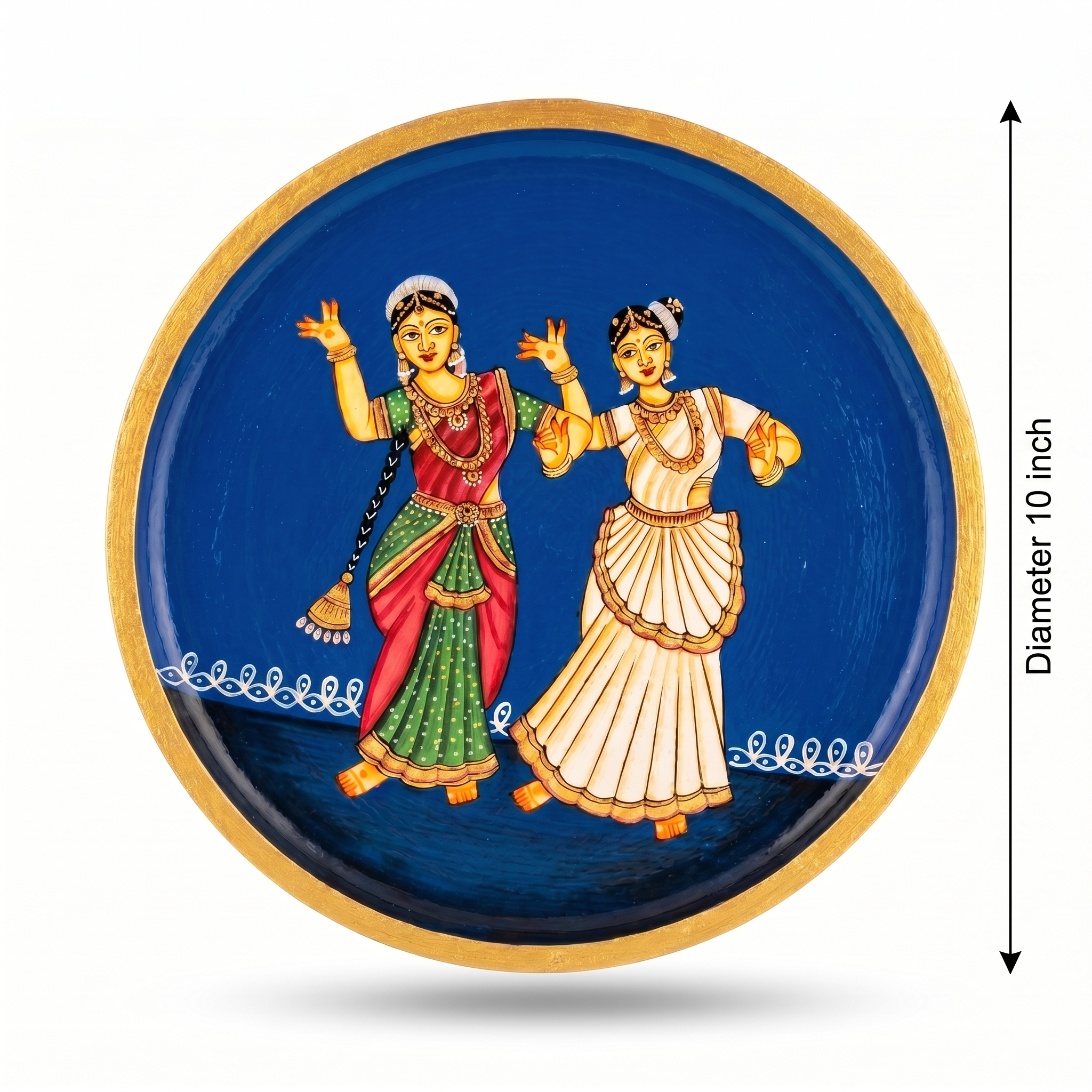 Handpainted Wooden Wall Plate | Dancing Lady | Blue | 10 Inches
