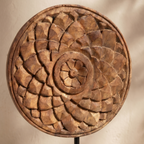 Round Wooden Table Decor | Natural - Iron Stand | 15x9x3 Inch