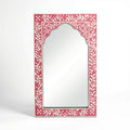 Pink Floral Inlay Mirror | 30x18x1.5 Inches