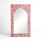 Pink Floral Inlay Mirror | 30x18x1.5 Inches