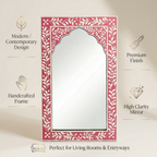 Pink Floral Inlay Mirror | 30x18x1.5 Inches