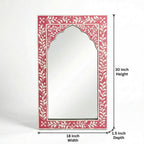 Pink Floral Inlay Mirror | 30x18x1.5 Inches