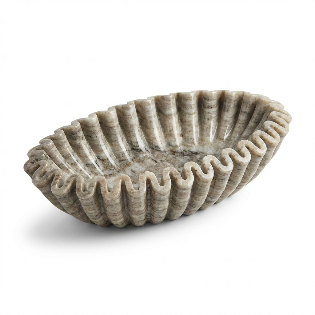 Marble Zigzag Urli Bowl | Grey | 25x18x8cm