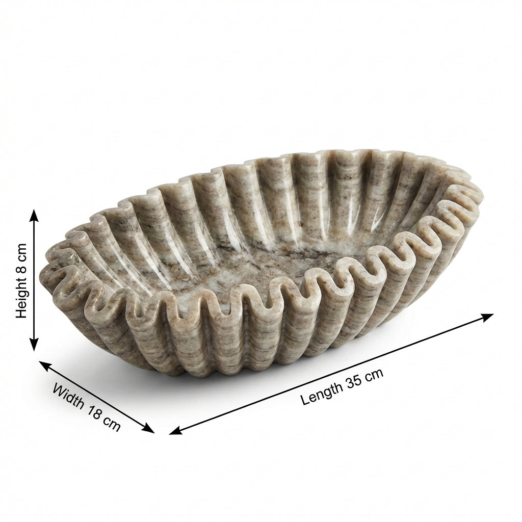 Marble Zigzag Urli Bowl | Grey | 25x18x8cm