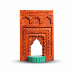 Jharokha Wall Frame | Orange-Red with Green Shelf | 12x8x1 Inch