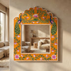 Orange Pichwai Handpainted Mirror | 15x12x0.5 inch