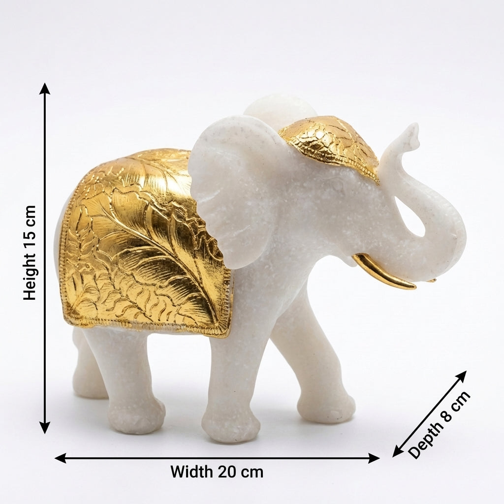 Marble Elephant Gold | 15x20x8 cm