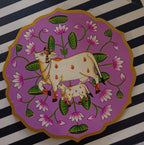 Wooden Pichwai Wall Plate | 9.5 Inches | Handpainted | Purple/Pink Nandi