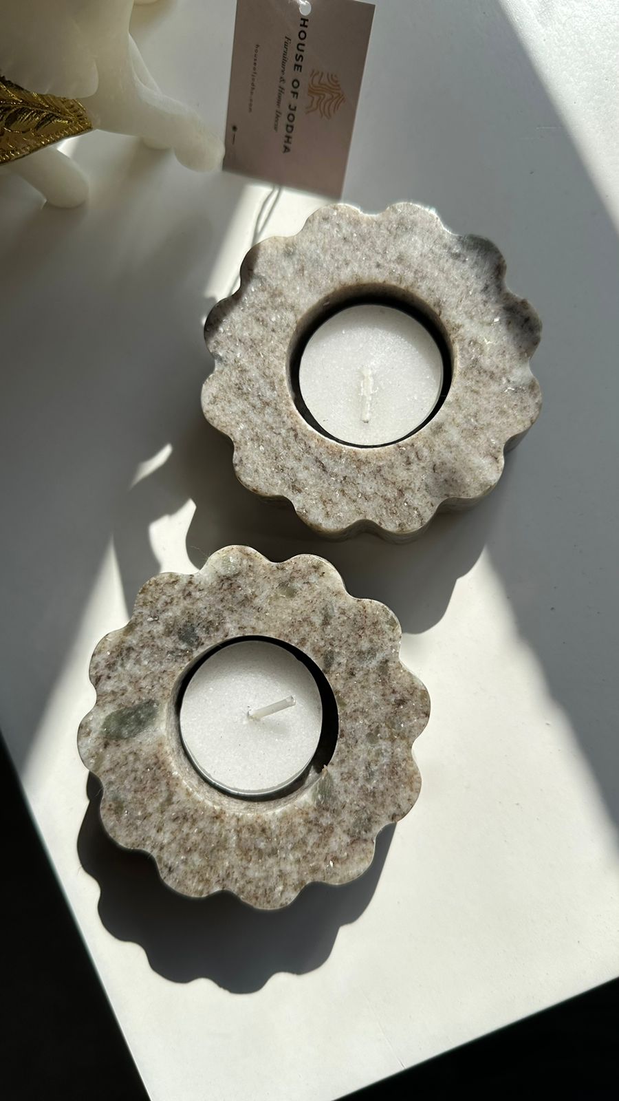 Flower Marble T-light Candle Holder (Assorted Colours)