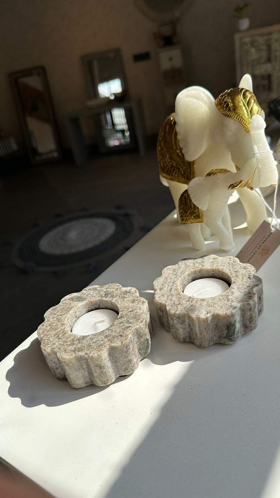 Flower Marble T-light Candle Holder (Assorted Colours)