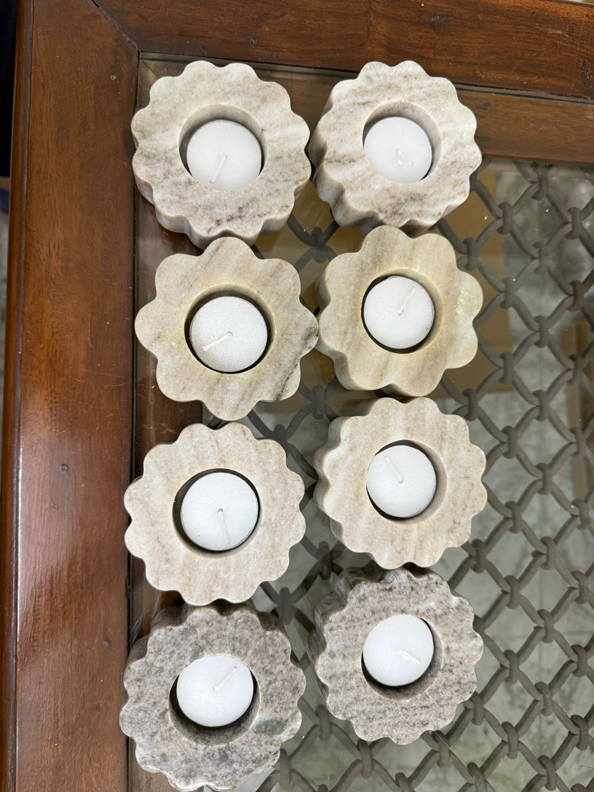 Flower Marble T-light Candle Holder (Assorted Colours)